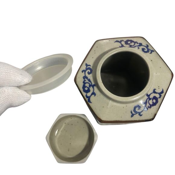 Vintage The Toscany Collection Japan Loose Tea Jar Holder Hexagon Asian Floral - Picture 4 of 8